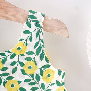 2pcs Floral Print Bowknot Sleeveless Baby Dress: 6-9 Months / Pink