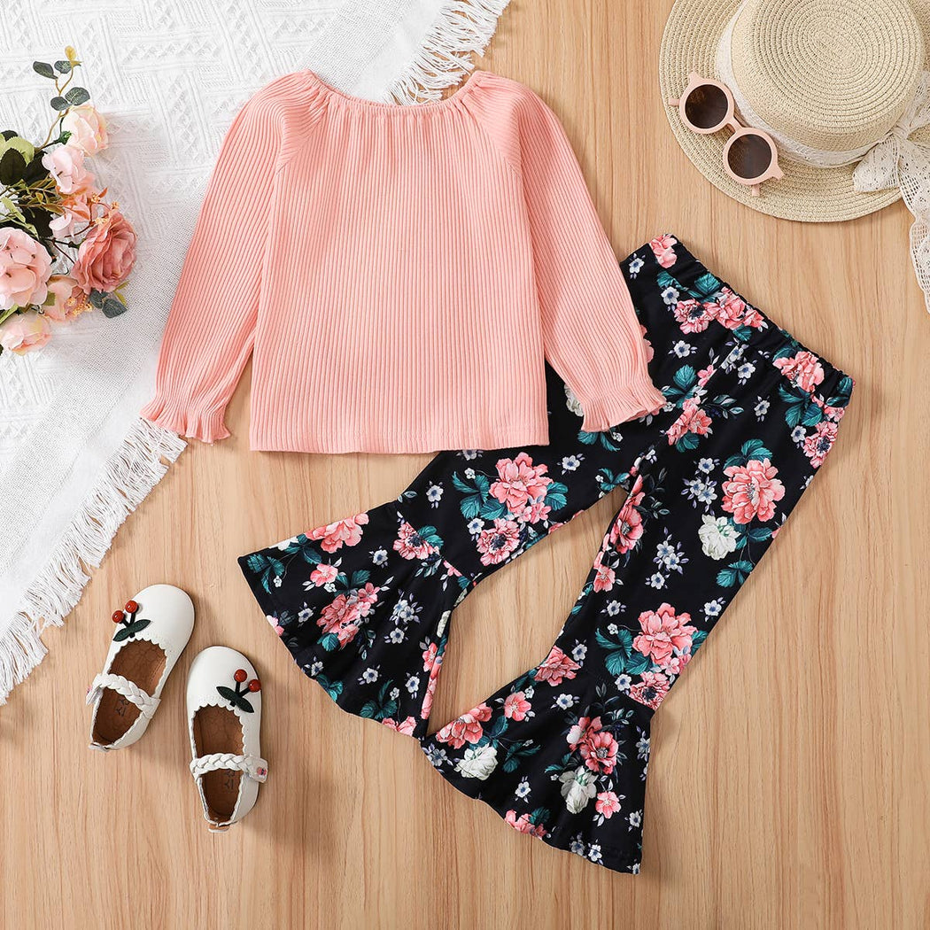2pcs Toddler Girl Sweet Off Shoulder Tee and Pants Set: Pink / 4-5 Years