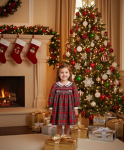 Load image into Gallery viewer, Smocked Bebe - Red Plaid Smocked Dress: 6m