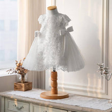 Load image into Gallery viewer, shoplittleswan - A-Line Lace Tea Length Flower Girl Dress with Bowknot: White / 18-24 Months (90cm)