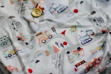Load image into Gallery viewer, Baby in Styles - Road map boys knotted gown and hat set - Nenes Lullaby Boutique Inc