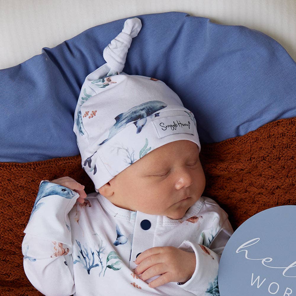 Snuggle Hunny - Ocean Organic Knotted Beanie - Nenes Lullaby Boutique Inc