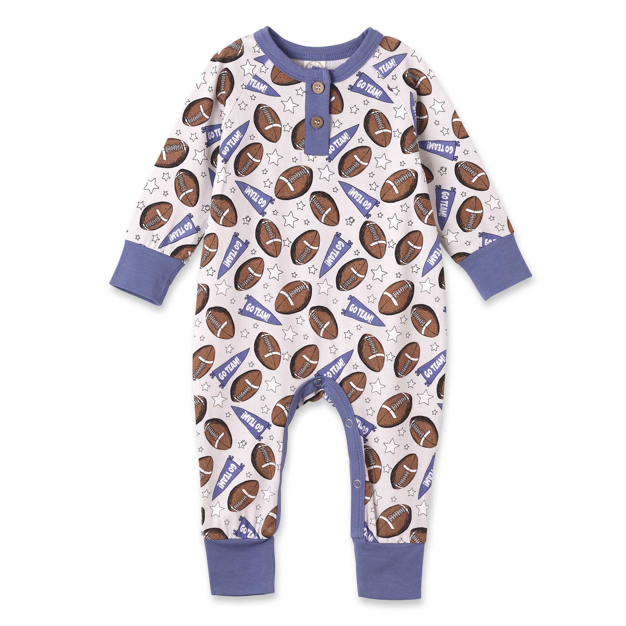 Boy's Go Team Henley Bamboo Romper: 0-3M