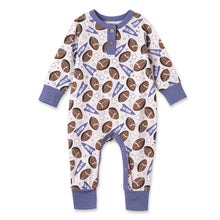 Load image into Gallery viewer, Boy&#39;s Go Team Henley Bamboo Romper: 3-6M