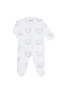 Nellapima - Pink Lamb Print Zipper Footie: Pink / 6 - 9M - Nenes Lullaby Boutique Inc