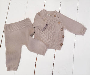 Sasha Cotton Knit 2pc Shirt and pants Baby Outfit Set: Juniper Berry / NB (6-9lbs)