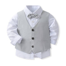 Load image into Gallery viewer, 100% Cotton Bow Regular Sleeve Formal Suit: Grey / 80cm
