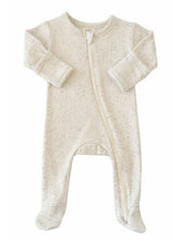 Load image into Gallery viewer, Cream Speckle / Ribbed 2-Way Zip Footie: 3 - 6 mo.