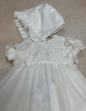 Load image into Gallery viewer, Angelica diamond white christening Gown &amp; matching bonnet (Copy)