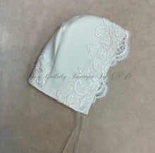 Load image into Gallery viewer, Anneliese diamond white Christening gown with tulle two layered skirt &amp; lace trime