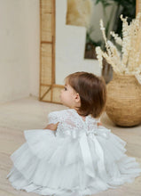 Load image into Gallery viewer, B102 Teter Warm Triple Layer Short flower Girl Dress with sheer V Lace back &amp; lace top