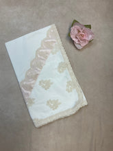 Load image into Gallery viewer, BNK3857 match Infant girl blanket with Vintage Ivory/cream lace &amp; pink satin ribbon to match 3857-3 &amp; 4i