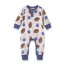 Load image into Gallery viewer, Baby Boy's Game Day Football Bamboo Romper: 9-12M