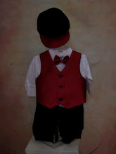 Load image into Gallery viewer, Boys Jacquard Vest Velvet Knicker Holiday Outfit with matching rider cap LKC567
