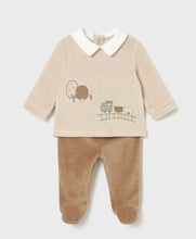 Load image into Gallery viewer, Boys Velour two piece set with train design