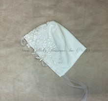 Load image into Gallery viewer, Rachel Girls Diamond White Christening gown w/matching bonnet by Bella Bow