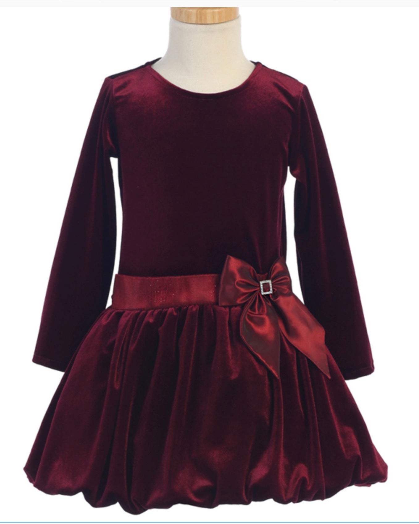 Stretch velvet & Bubble skirt Burgundy dress size 2T