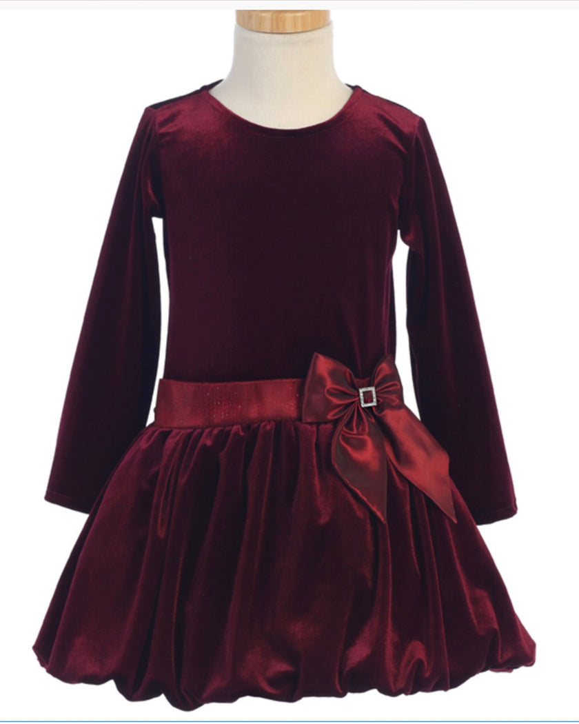 Stretch velvet & Bubble skirt Burgundy dress size 6