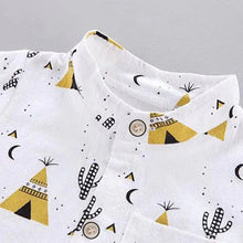 Load image into Gallery viewer, Cactus Print Short-sleeve Shirt and Pants Set: Blue / 12-18 Months