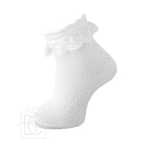 Load image into Gallery viewer, Carlomagno - Fine Openwork Scottish Yarn Socks With Lace: White / 6-12 M