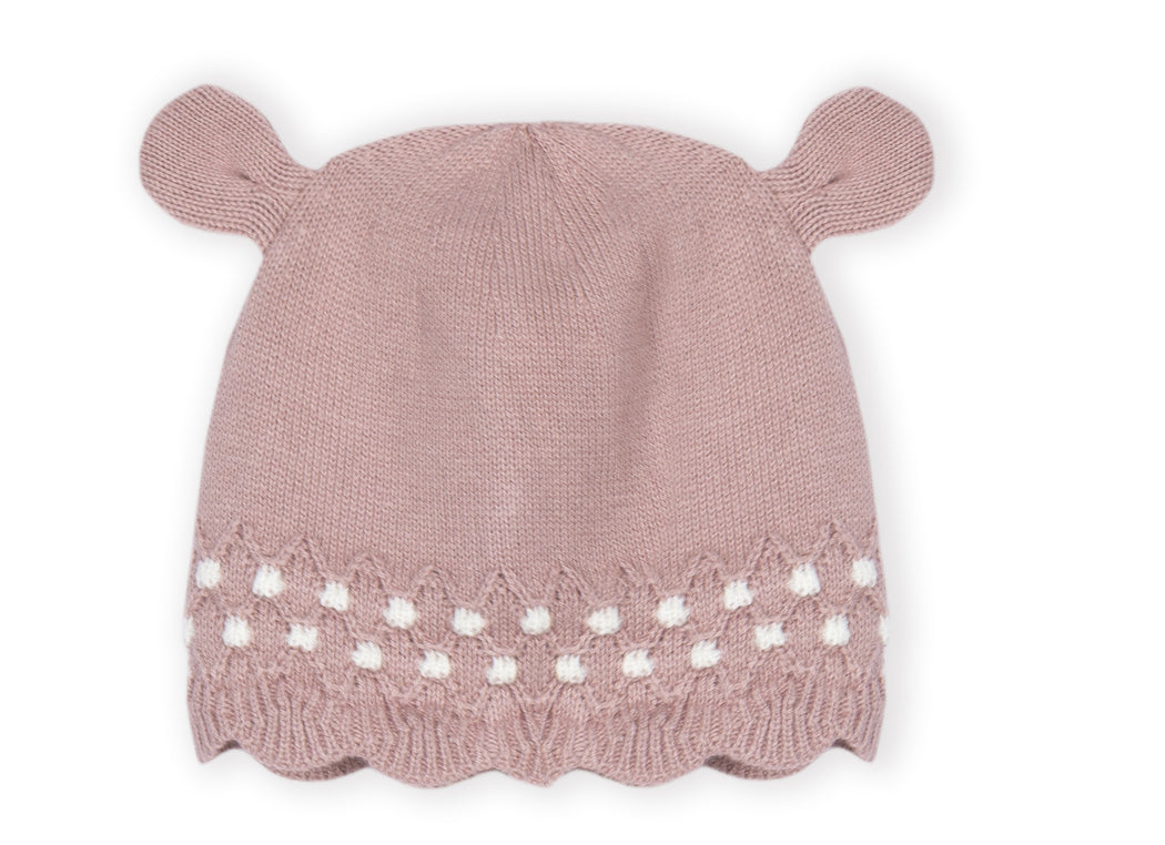 DK237 Sweater knit hat dust Pink