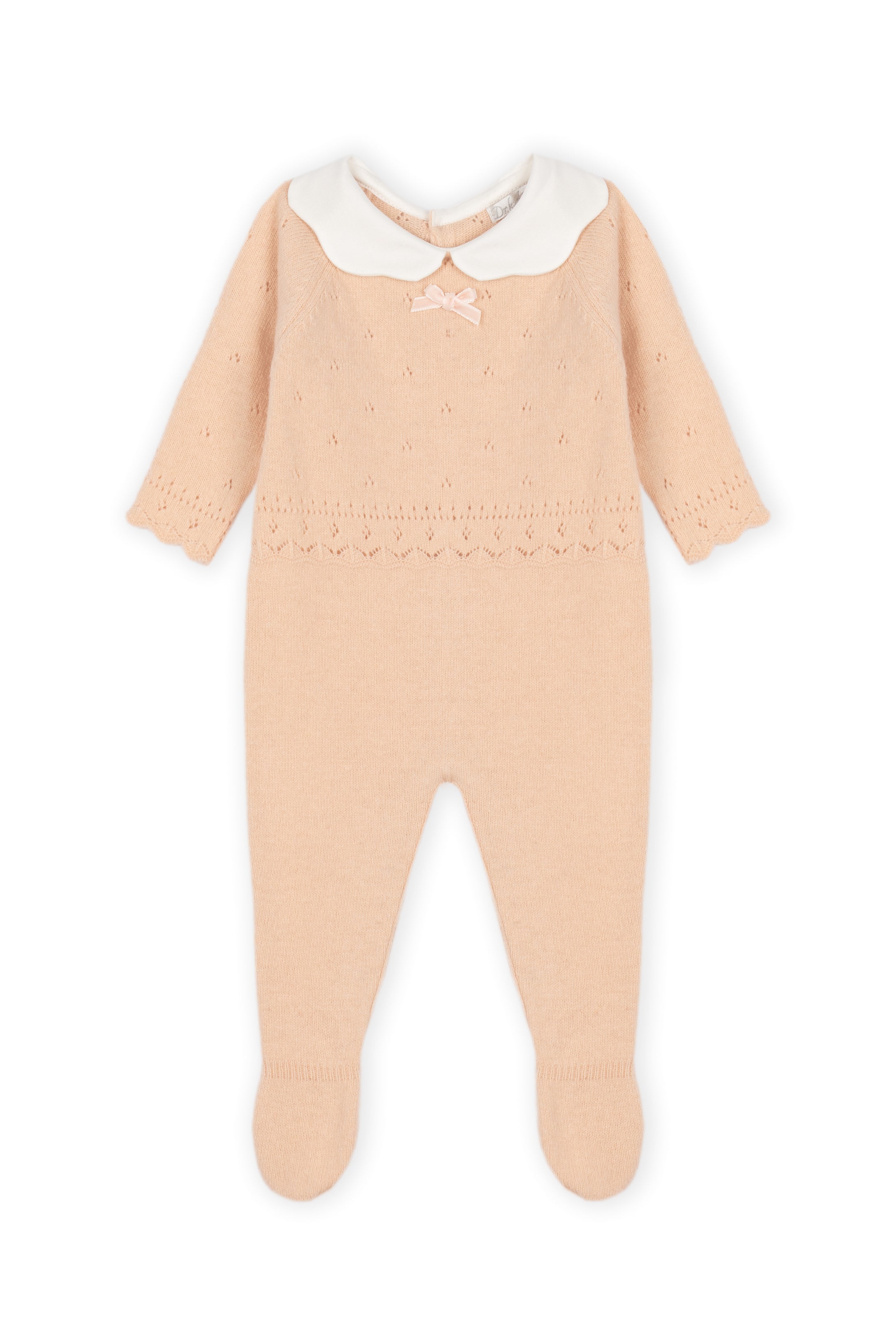 DK240 Infant girl footed sweater kniit knit Salmon