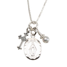 Load image into Gallery viewer, First Communion Miraculous Medal Necklace for Girls &amp; Kids