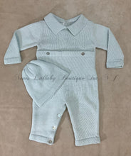Load image into Gallery viewer, George boys Pima cotton handmade knit with matching cap Sky blue