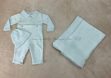 Load image into Gallery viewer, George romper set with blanket sky blue