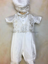 Load image into Gallery viewer, Gianni Boys silk &amp; silk brocade christening / Baptism outfit by Piccolo Bacio Christening made in the USA