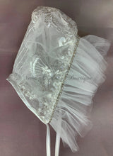 Load image into Gallery viewer, Girls White Metallic re-embroidered lace Christening / Baptism gown by Piccolo Bacio Couture