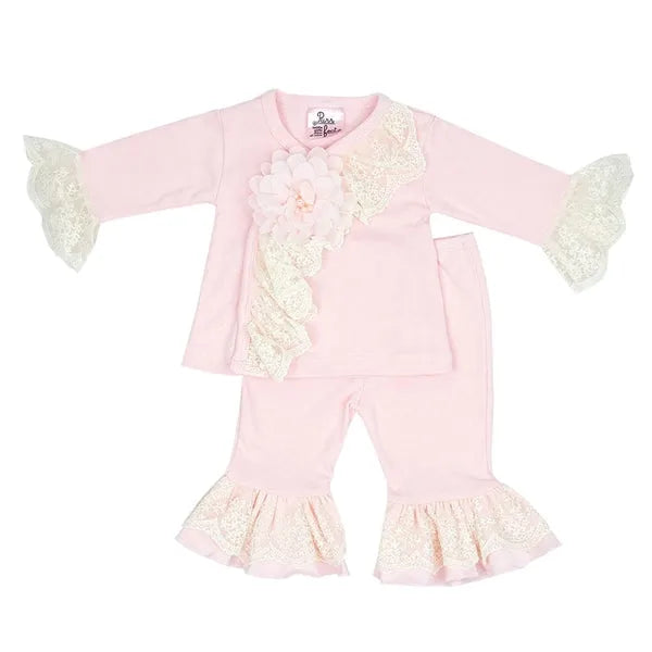 HB_QCP05 Little Girl Layette two piece set with matching Headband