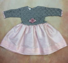 Load image into Gallery viewer, Hand Crotched gray top and Silk pink Skirt ADTSHPv004