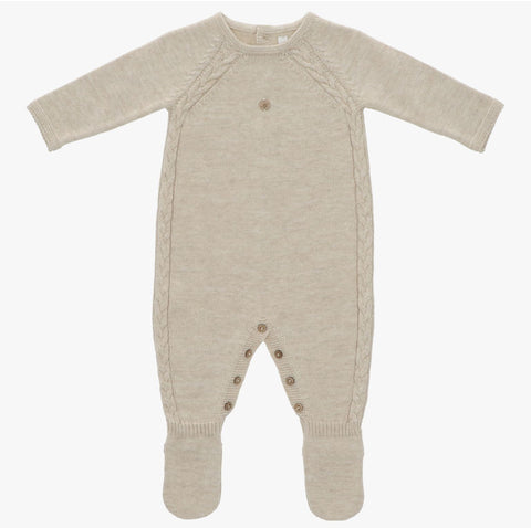 Infant boy Footed Knit Layette Romper With Braided design  003-10207