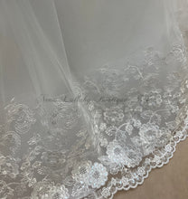 Load image into Gallery viewer, Avery  white satine double layer tulle &amp; lace skirt christening Gown