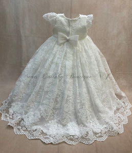 Aubrey all Lace christening Gown with Matching Bonnet