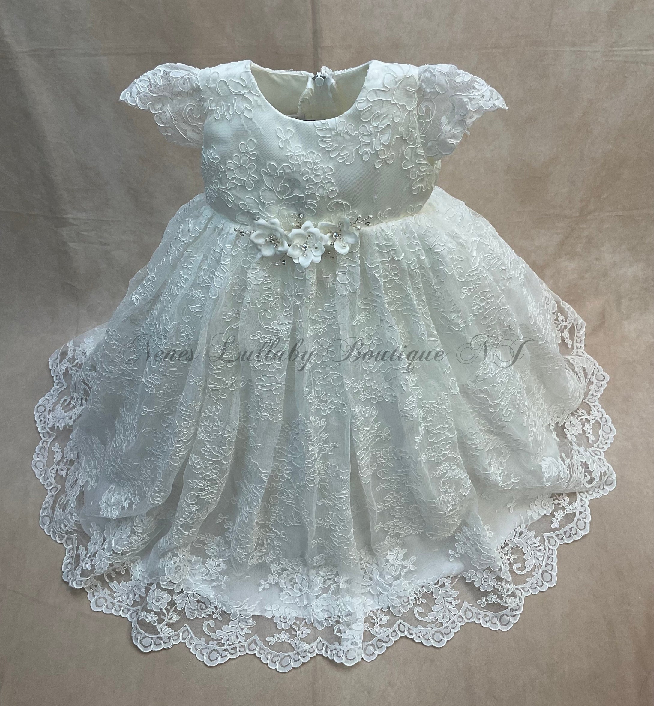 Aubrey all Lace christening Gown with Matching Bonnet