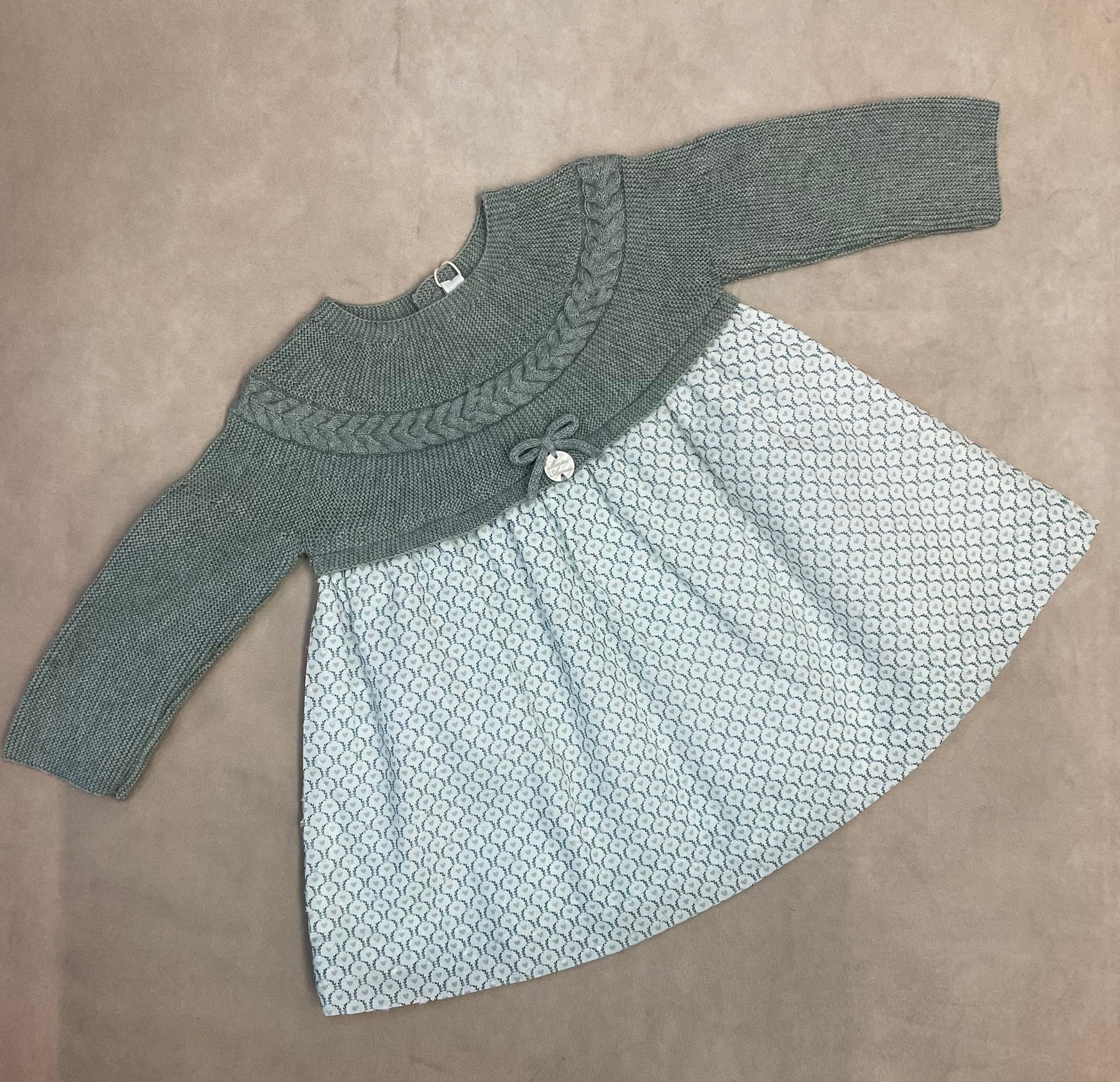 Girls mint green knit top with cotton skirt lined