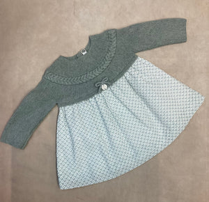 Girls mint green knit top with cotton skirt lined