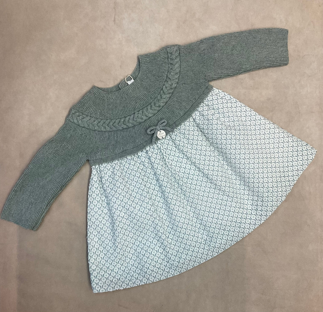 Girls mint green knit top with cotton skirt lined