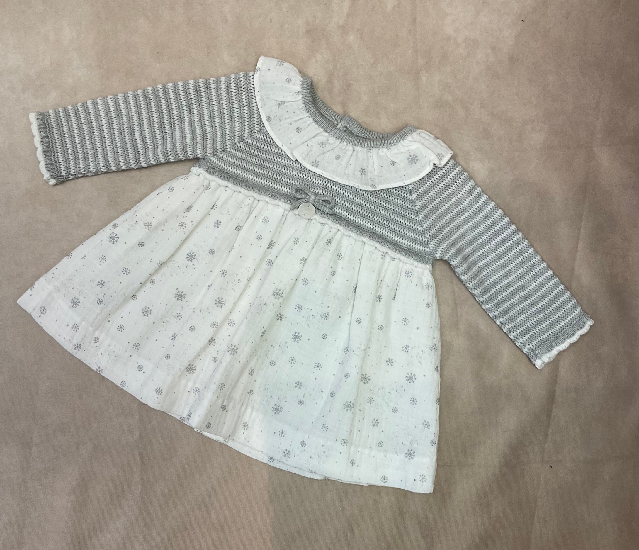 Girls mint gray knit top with cotton skirt lined