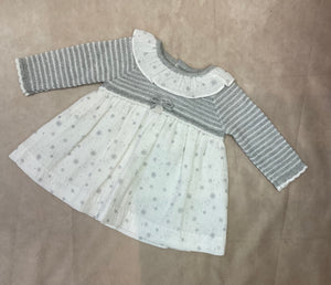 Girls mint gray knit top with cotton skirt lined
