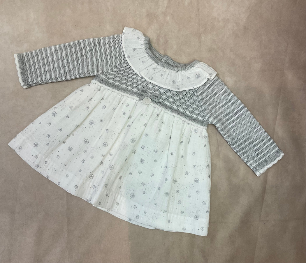 Girls mint gray knit top with cotton skirt lined