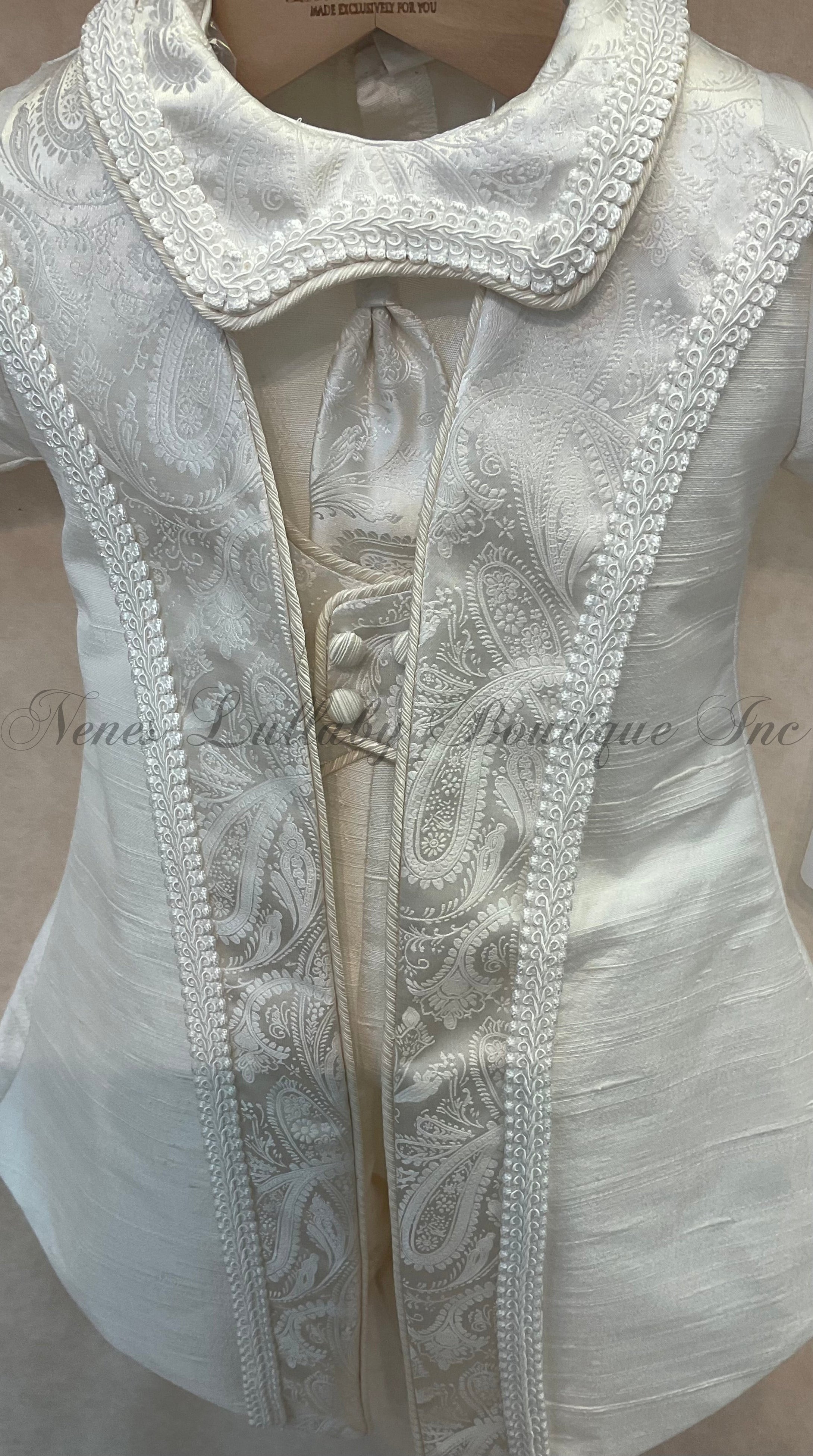 Lucrezio 100% silk Christening suit - Nenes Lullaby Boutique Inc