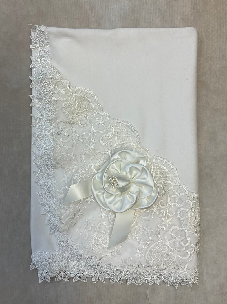 Angle Light cream  cotton  lace baby blanket