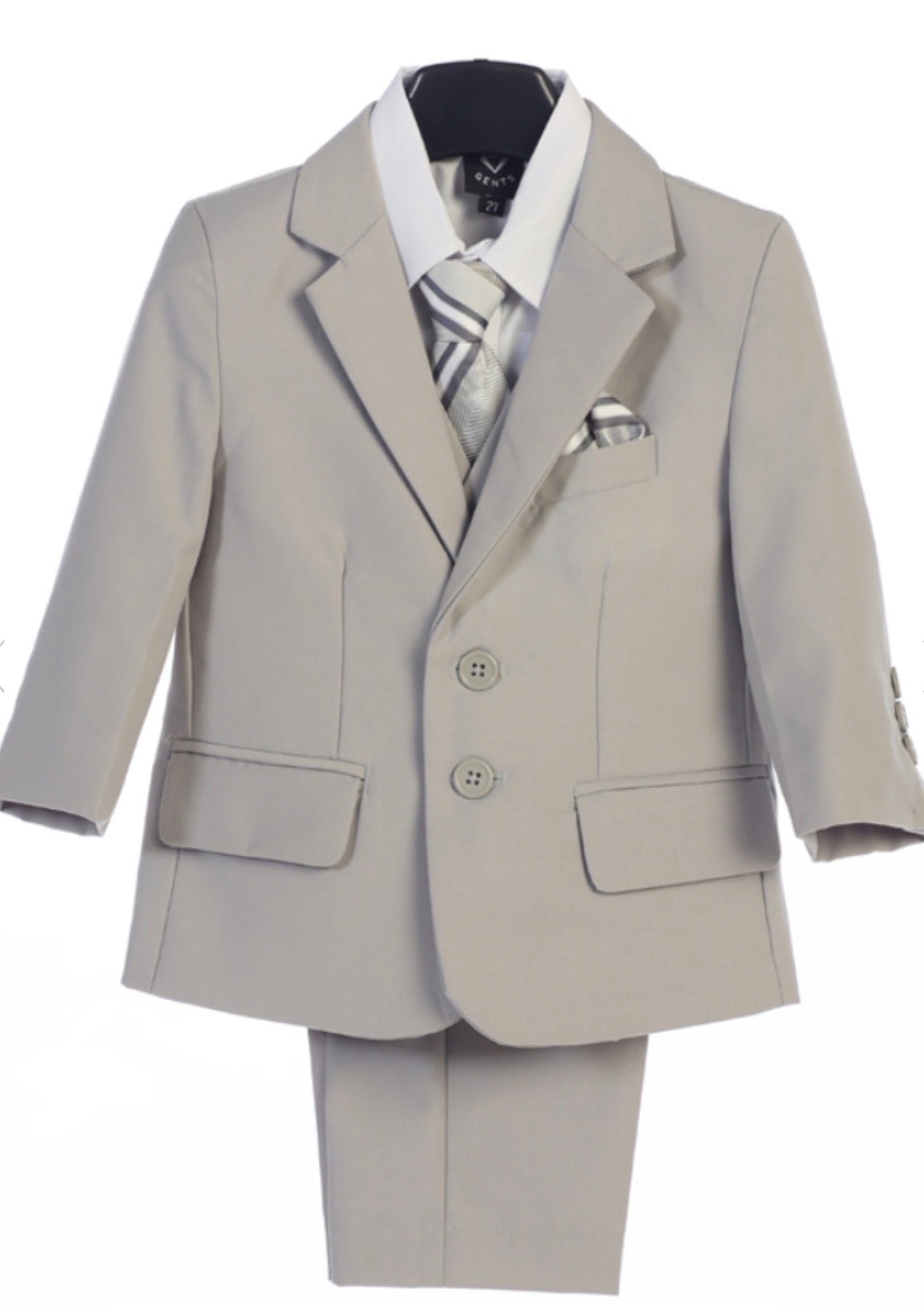 Boys light Gray 5 piece suit