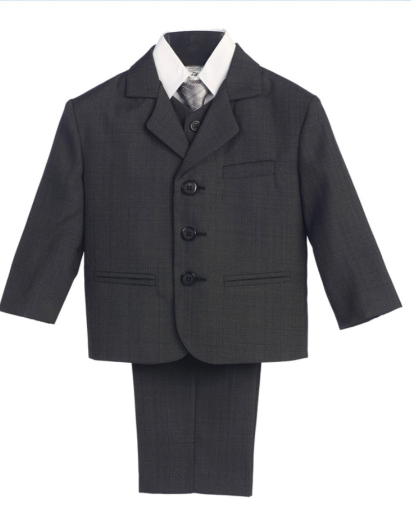Boys Dark Gray 5 piece suit