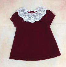Load image into Gallery viewer, IW31023Bur Girls Christimas Holiday velvet with Lace Collar
