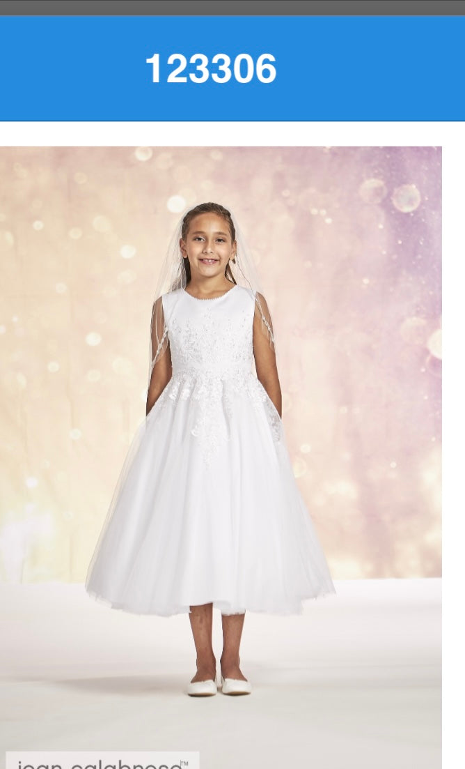 macis designs communion dresses Macis Design White All Floral Communion Gown 1978T 14X (18) / Off White