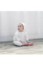 Load image into Gallery viewer, Julius Berger &amp; Carriage Boutique - Baby Boy Knit Pearl Blue Cross Outfit + Bonnet: 6M